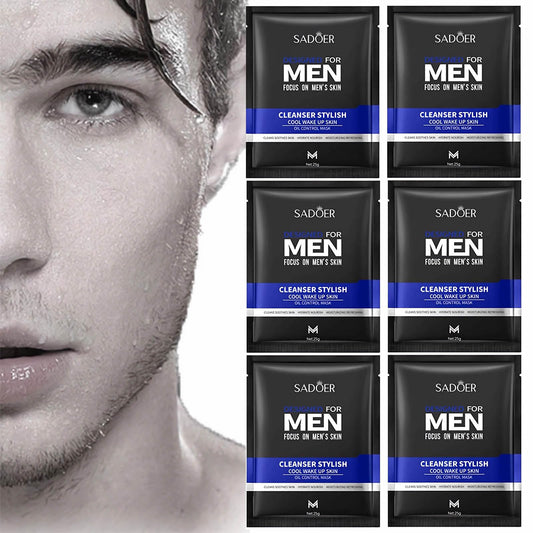 【PACK OF 6】mercham Sheet Face Mask for Men, Refreshing & Oil Control, Cleansing & Hydrating Sheet Masks Multipack, Mens Face Mask Skin Care Gift for All Skin Types - 25ml*6