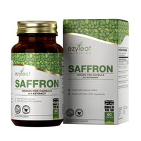 Ezyleaf Nutrition EZ Saffron Extract Supplement | 60 High Strength Saffron Capsules - 200mg (from 4:1 Extract) Safron Herb Extract per Serving | Non-GMO, Gluten & Allergen Free | Manufactured in The UK