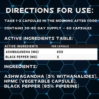 Optimised Research Labs High Strength Ashwagandha 5% Withanolides with Added Piperine for Improved Absorption Easy to Swallow Capsules 30-60 Day Supply Vegan Friendly Premium Grade Supplement