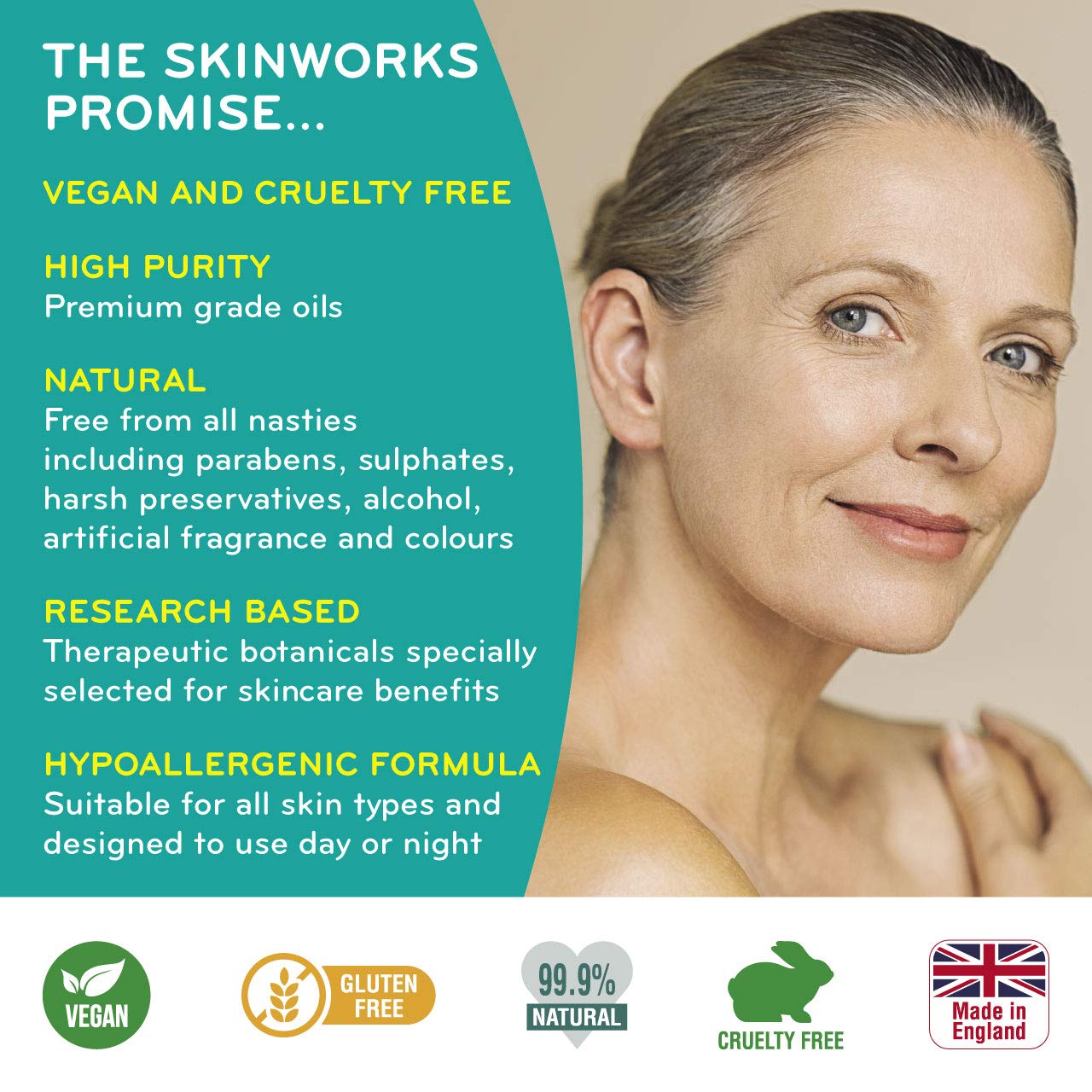 SkinWorks® Natural Superfood Rosehip Facial Oil Anti Ageing Treatment to Help Acne Scars, Stretch Marks and Fine Lines on Face 30ml