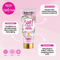 Inecto INECTO Curl Club, Curl-Defining Conditioner 250ml, Vegan & Cruelty Free Frizz Styling Curl Control for Curly or Wavy Hair, 100% Natural