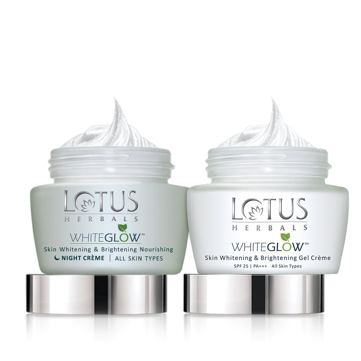 Lotus Herbals WhiteGlow Skin Whitening & Brightening Nourishing Day and Night Gel Cream Set (120g Pack of 2)