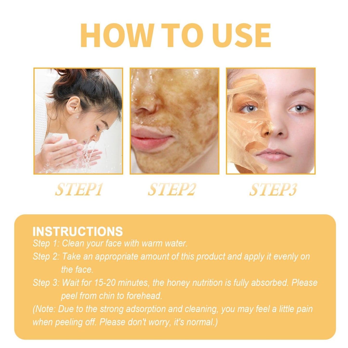 SingHao Honey Peel-Off Mask for Blac/khead Removal&Pore Minimizing,Honey Tearing Mask Peel,Blac/khead Mask Peel Off,Ho/ney Tearing Ma/sk Skin Clean Pores Shrink,Pe/el Bla/ckhead Control Ho/ney Pe/el Ma/sk