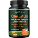 SMNutrition Ashwagandha 1300mg | Ashwagandha Root Powder & Black Pepper Extract | High Absorption Adaptogen for Stress Relief, Mood & Thyroid Support | Vegetarian, Gluten-Free | 120 Capsules, 2-Month Supply