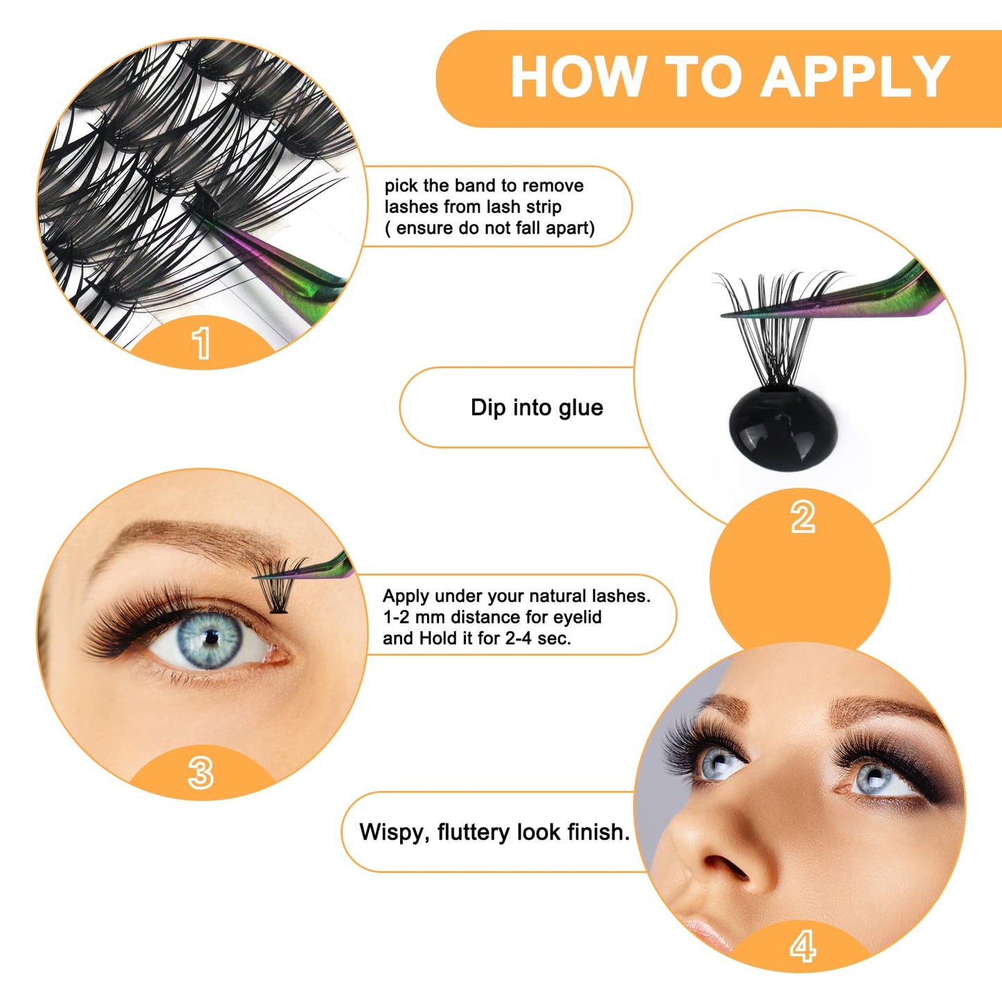 B&Qaugen 280Pcs Cluster Lashes D Curl 40D Mix 9-16mm Lashes Individual Cluster Eyelashes Individual Lash Clusters Extensions DIY Lash at Home (40D-0.07D-9-16mix)