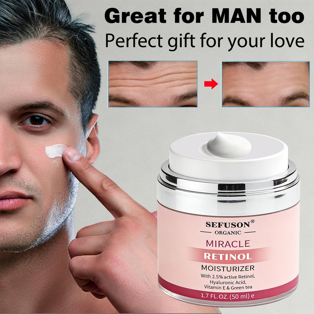 SEFUSON Retinol Moisturizer Cream,For Face&Eye Area Anti Aging Wrinkles & Acne & Fine Lines,with Vitamin E&Hyaluronic Acid & Jojoba Oil.Best Night&Day Facial Cream.With 2.5% Active Retinol (50Milliliter)