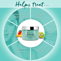 PraNaturals Dead Sea Salt Scrub, 100% Nourishing & Exfoliating, Mineral Rich Smooths Brightens & Moisturizes Skin, Enriched with Mango & Kiwi Scent (2x 500g)