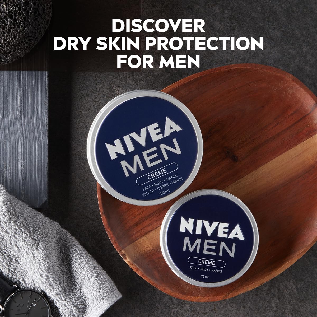 NIVEA MEN NIVEA Men Creme (75ml), Intensive Everyday Moisturising Cream for Whole Body, Fast-Absorbing Face, Body and Hand Cream, with Vitamin E and Aloe Vera Formula