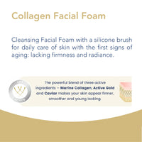 Novaclear Collagen Facial Foam – Anti-Aging Face Wash with Marine Collagen, Caviar & Botanical Extracts for Firmness – Silicone Brush for Deep Cleansing, Exfoliation & Microcirculation – 100 ML
