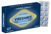 VIREGANCE Blue Tablets - Stronger and Longer for a Confident Performer - Advanced Performance Enhancing, Stamina Endurance Booster Supplement Tablerts for Men - 10 Ginseng Tablets
