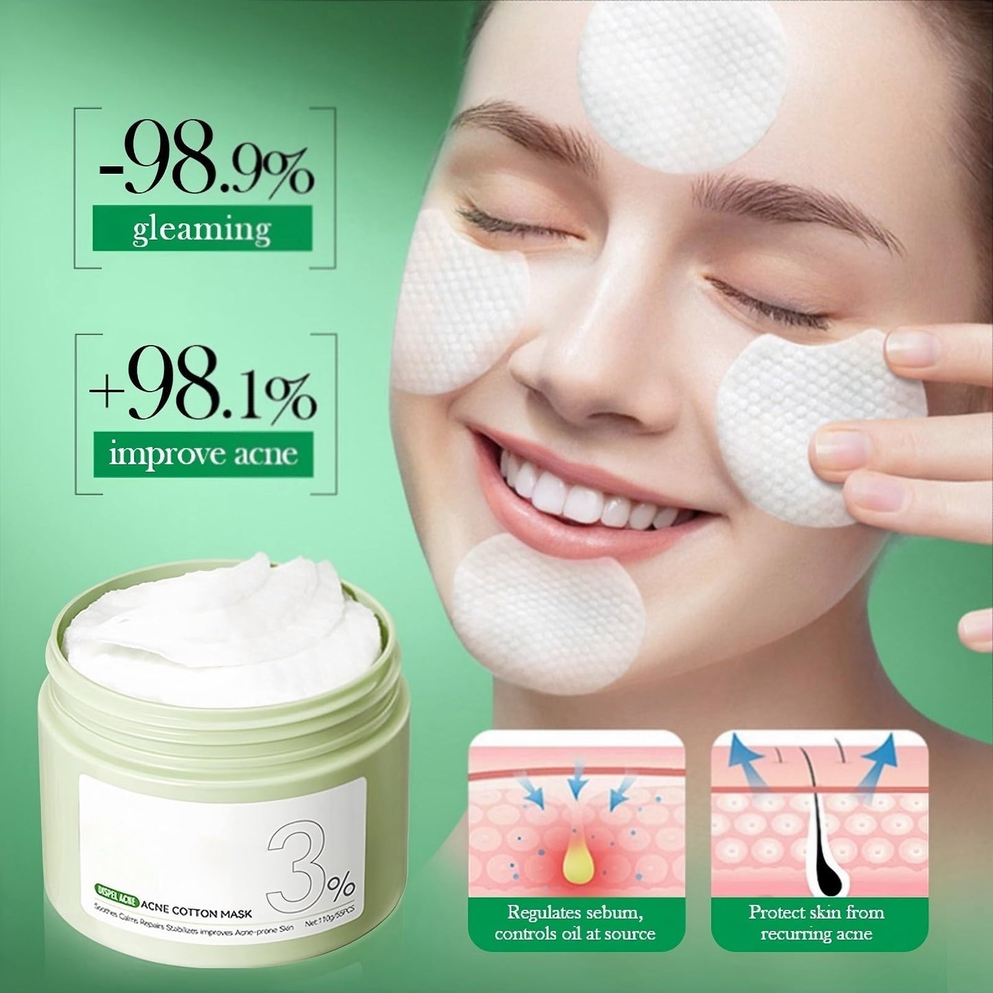 LaluluTek Face Pads - Exfoliator for Acne Prone Skin - Toner & Korean Skincare - Reduces The Growth Of Blackheads(55 pads)