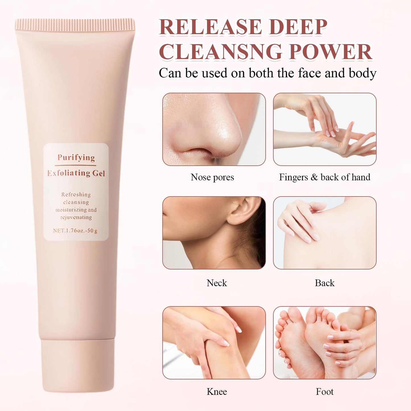 MADGININE 2-Pack Purifying Exfoliating Gel Purifying Cream 50g/Bottle Purifying Cream Purifying Exfoliating Gel Moisturizes the Skin Gentle Cleansing Unisex Suitable for Facial and Body Exfoliation