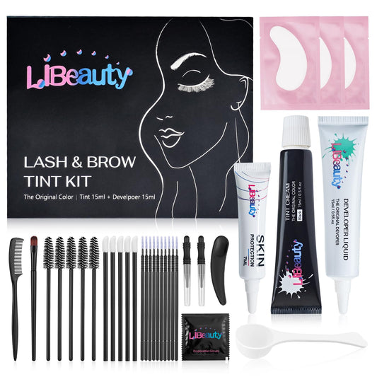 15ml Lash Tint Kit Black, Libeauty Eyelash Dye, Brow Tint Kit, Large Capacity Eyelash Tint, Natural Standard Effect, With a Full Set of Tools for Home and Salon Use