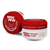 nishman NISHMAN Aqua Gel Wax for Men B3 - Flaming 150g - Mango Scent - Natural Shine Look - Ultra High Strong Hold - Long-Lasting Control and Definition