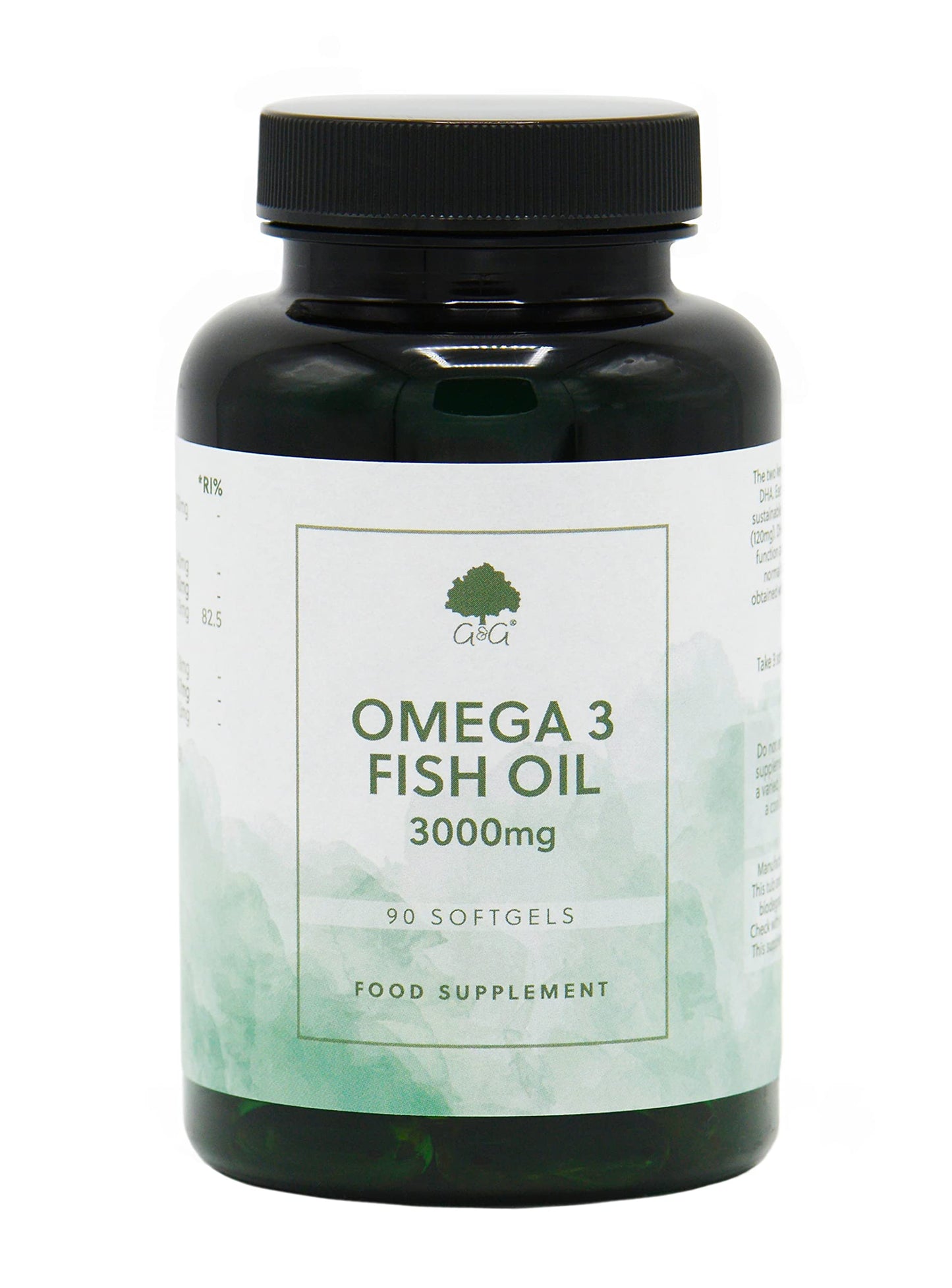 Omega 3 Fish Oil | 3000mg of Fish Oil per 3 Softgel Dose | 90 Softgels | Source of EPA and DHA Omega 3 | G&G Vitamins