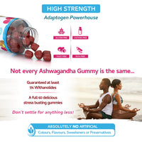 swiss bioenergetics Ashwagandha Gummies 1200mg — 60 High Strength Vegan Gummies — 1 Month Supply — Ashwagandha Root Extract — Stress & Mood Support — Gluten Free, Non-GMO — Natural Berry Flavour - UK Made