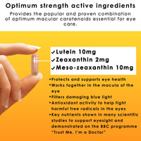 Lutein, Zeaxanthin & Meso-Zeaxanthin Eye Supplement: Vision Defender MAC – Antioxidant Carotenoids “Eye Vitamins” for Eyesight, Eye Care & Health - Vegan/Vegetarian - 90 Capsules/One-A-Day -Made in UK