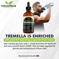 Feel Supreme - Tremella Liquid Extract - Wood Grown Mushroom Extract Supplement for Skin Health and Hydration - Mushroom Supplement, Mushroom Gifts, Supplements for Men and Women - 60ml
