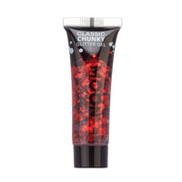 Classic Chunky Face & Body Glitter Gel by Moon Glitter - Red - Cosmetic Festival Glitter Face Paint for Face, Body, Hair, Nails - 12ml