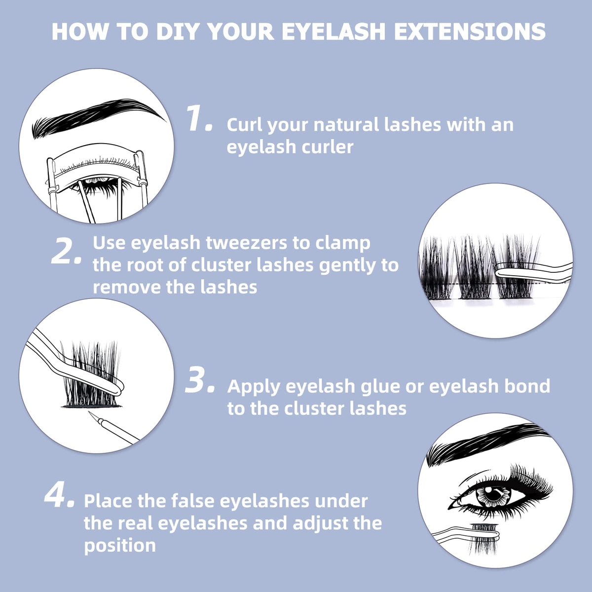 QUEWEL Cluster Lashes 72 Pcs Wide Stem Individual Lashes C/D Curl 8-16mm Length DIY Eyelash Extension False Eyelashes Soft for Personal Makeup Use at Home (Lovely02-C-12)