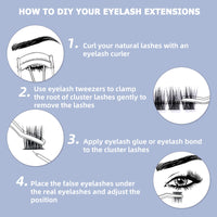QUEWEL Cluster Lashes 72 Pcs Wide Stem Individual Lashes C/D Curl 8-16mm Length DIY Eyelash Extension False Eyelashes Soft for Personal Makeup Use at Home (Lovely02-D-14)