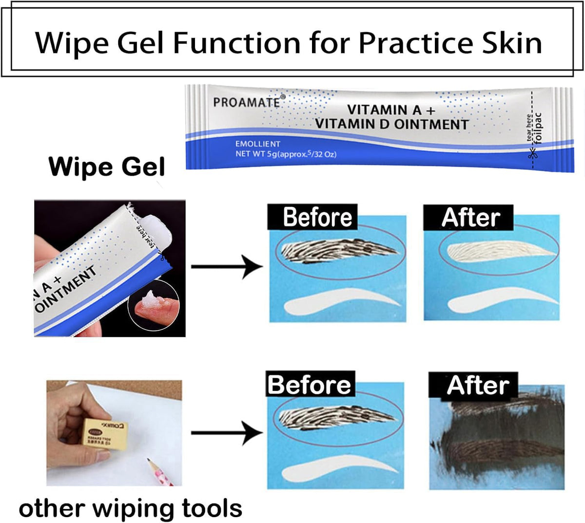 proamate Proamate Tattoo Cream Scar Repair Gel, Microblading Aftercare Ointment Vitamin A&D Anti Scar Tattoo Aftercare Cream for Makeup Microblading and Tattoo Healing Supplies (White 10 PCS/Pack)