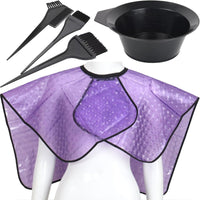Aswewamt 5Pcs Hair Dye Bowl and Brush Kit Hairdressing Cape Double-Sided Coloring Comb Hair Salon Hairdressing for Women Men, Purple