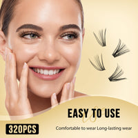 320Pcs Individual Lashes QUEWEL Cluster Lashes 20D+30D D Curl MIX9-16mm Individual Lash Extension Lash Clusters DIY Eyelash Extensions For Home Use (20D+30D 0.07D MIX9-16mm)