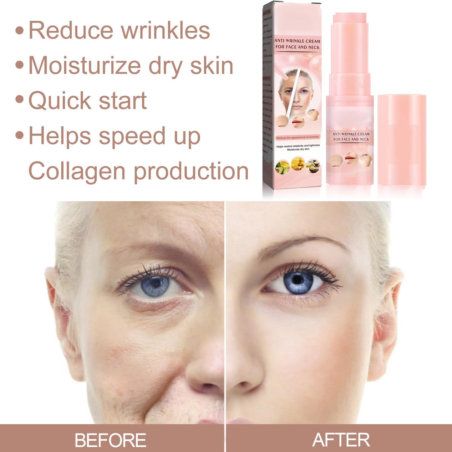 Anti Wrinkles Face Moisturiser Balm,Instant Wrinkle Multi Balm,Collagen Boosting Moisture Balm Stick,Smooth Fine Lines & Anti Aging,Wrinkle Fillers That Work,Diminish Eye & Face Wrinkles-For All Skin