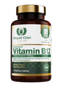 Vitamin B12 Tablets High Strength 1000mcg Sublingual Methylcobalamin, x120 Tablets (Tropical Berry Flavour) Active fast dissolving Vit B12 (4 Month Supply) Vegan Friendly Supplement - Royal Oak Health