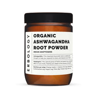Erbology 100% Organic Ashwagandha Powder 220g - Sleep Aid - Straight from Farm - Raw, Vegan and Gluten-Free - Non-GMO - No Additives or Preservatives - Recyclable Glass Jar