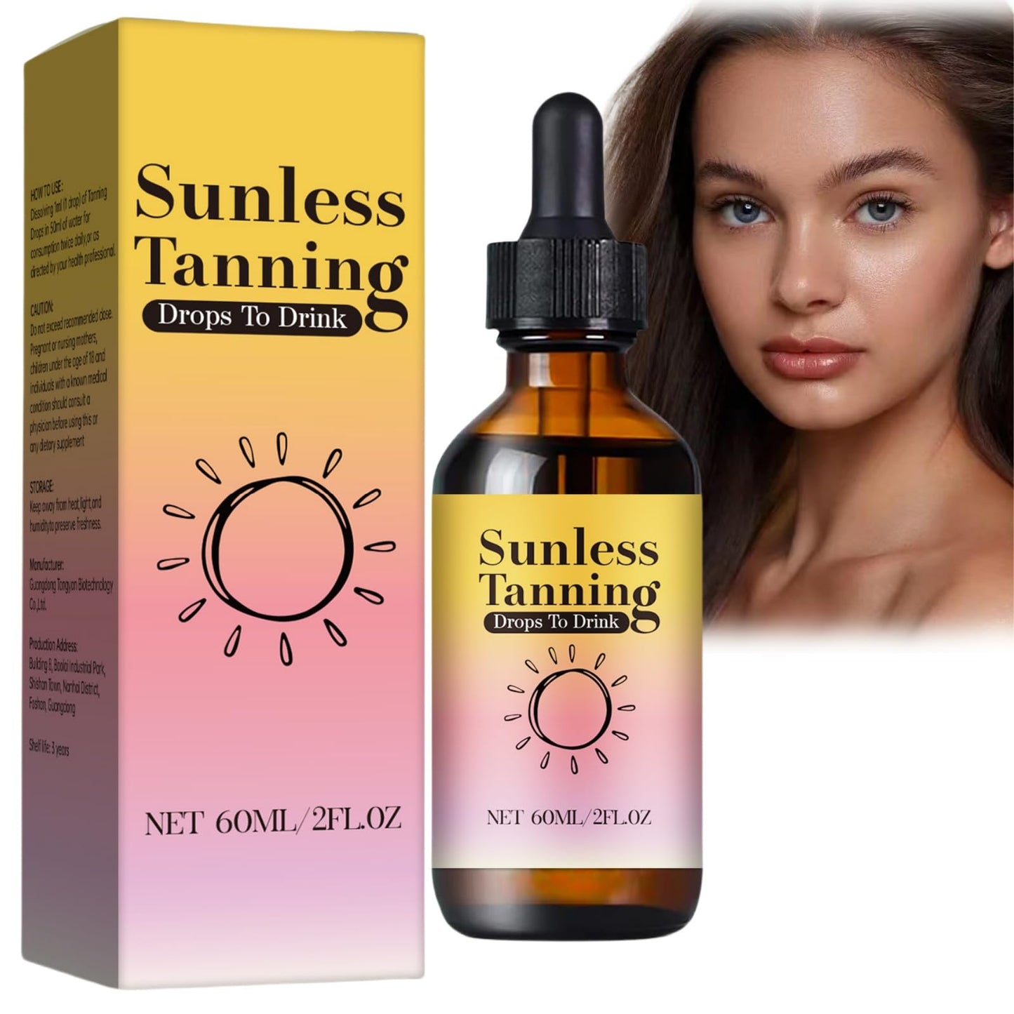 Siyinzu Sunless Tanning Drops,Tanning Drops Drink,Tanning Dro-ps,Gradual Nourishing Face Tan Drop,Shine Brown Tan-ning Accelerator,Enhancing Natural Skin Tone without the Sun Damage,Oral Tann-ing D-rops