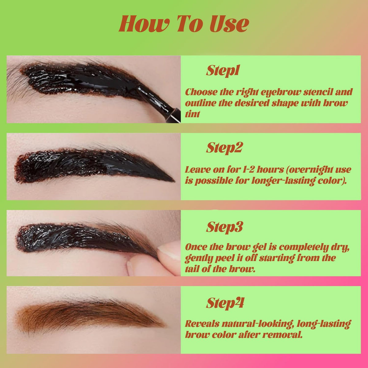 Generic Eyebrow Tint Kit For Long-Lasting Colour Enhancement In Professional Or Daily Makeup Routines - Includes Black Applicator Tubes, Clear Stencils & Spoolie Brush For Defining, Darkening Or Filling