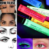 UV Glow Orange Mascara, Rainbow Color Fluorescence, Neon Colorful Mascara Waterproof, Extensions Eyelashes Curling Lengthening Eye Lashes Halloween Festival Party Stage Use (Orange)