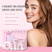 TBeautfave Skincare Gift Set for Teenage Girls, Cherry Blossom Skin Care Sets & Kits, Pamper Sets for Women Gifts, Travel Skincare Sets, Facial Kit - Cream,Serum,Cleanser,Sunscreen,Mud Mask,Lip Masks