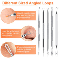 Blackhead Remover Tool Kit, IUMAKEVP 15 PCS Professional Stainless Steel Pimple Popper Comedone Extractor Tools for Removing Pimple, Blackheads, Zit on Face - Acne Removal Kit with Metal Case(Silvery)