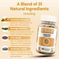 STRENGTH & SPICES100% Natural Vegan Food Supplements Strength & Spices Psoriasis Relief Skin Care Supplements, Immune System Booster with 31 Powerful Ingredients and Amino Acids, Soothes Red, Flaky Skin, 1000 mg, 60 Vegan Capsules