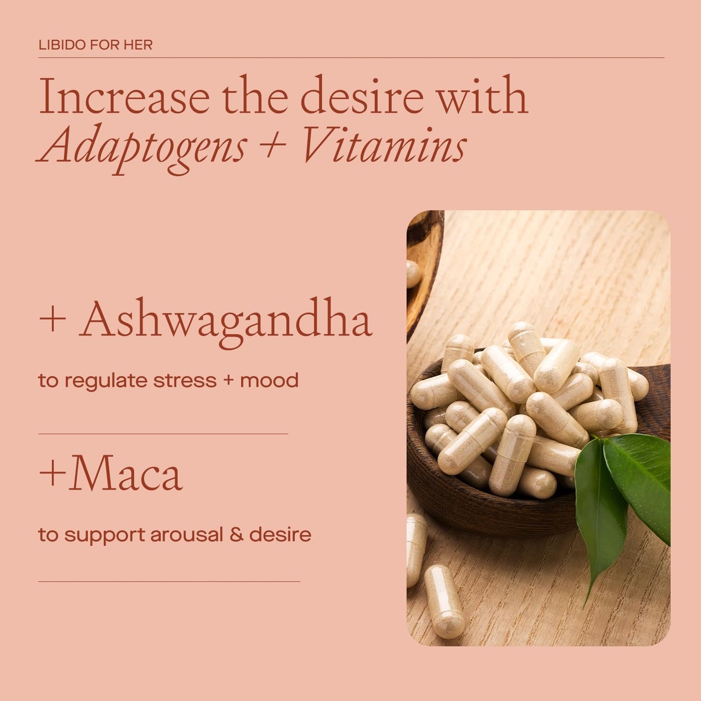 Roam Libido Supplement for Her, Libido Booster for Women Supports Arousal + Desire with B2/B6 Vegan Capsules with Maca, Ashwagandha and Fenugreek - 30 Food Supplements (Month Supply)