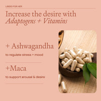 Roam Libido Supplement for Her, Libido Booster for Women Supports Arousal + Desire with B2/B6 Vegan Capsules with Maca, Ashwagandha and Fenugreek - 30 Food Supplements (Month Supply)