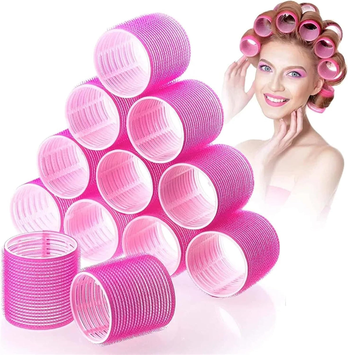 WQEDVN 12 Pieces Rollers for Hair Volume, Hair Curlers Rollers, Hair Rollers for Short Hair, Hair Rollers for Long Hair, Hair Rollers Set, For Curling and Styling Hair Self Holding DIY Roller (44mm)