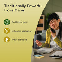 Nutravita Organic Lions Mane Mushroom 1500mg - 120 High Strength Vegan Capsules (Not Powder) - Lions Mane Supplement with Organic Black Pepper - Made in The UK