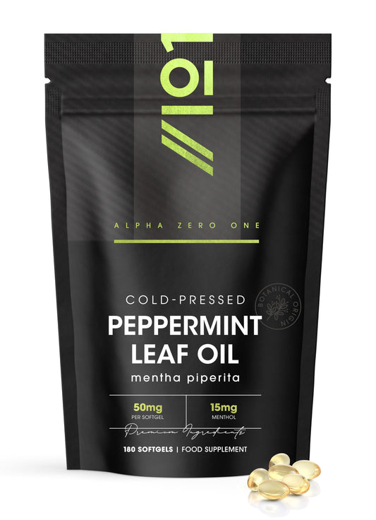 ALPHA01 Cold-Pressed Peppermint Oil 50mg - 15mg Menthol – 180 Softgels - Fast Absorbing & Easy to Digest - Natural Peppermint Oil Digestive Supplement (6 Months Supply) by Alpha01