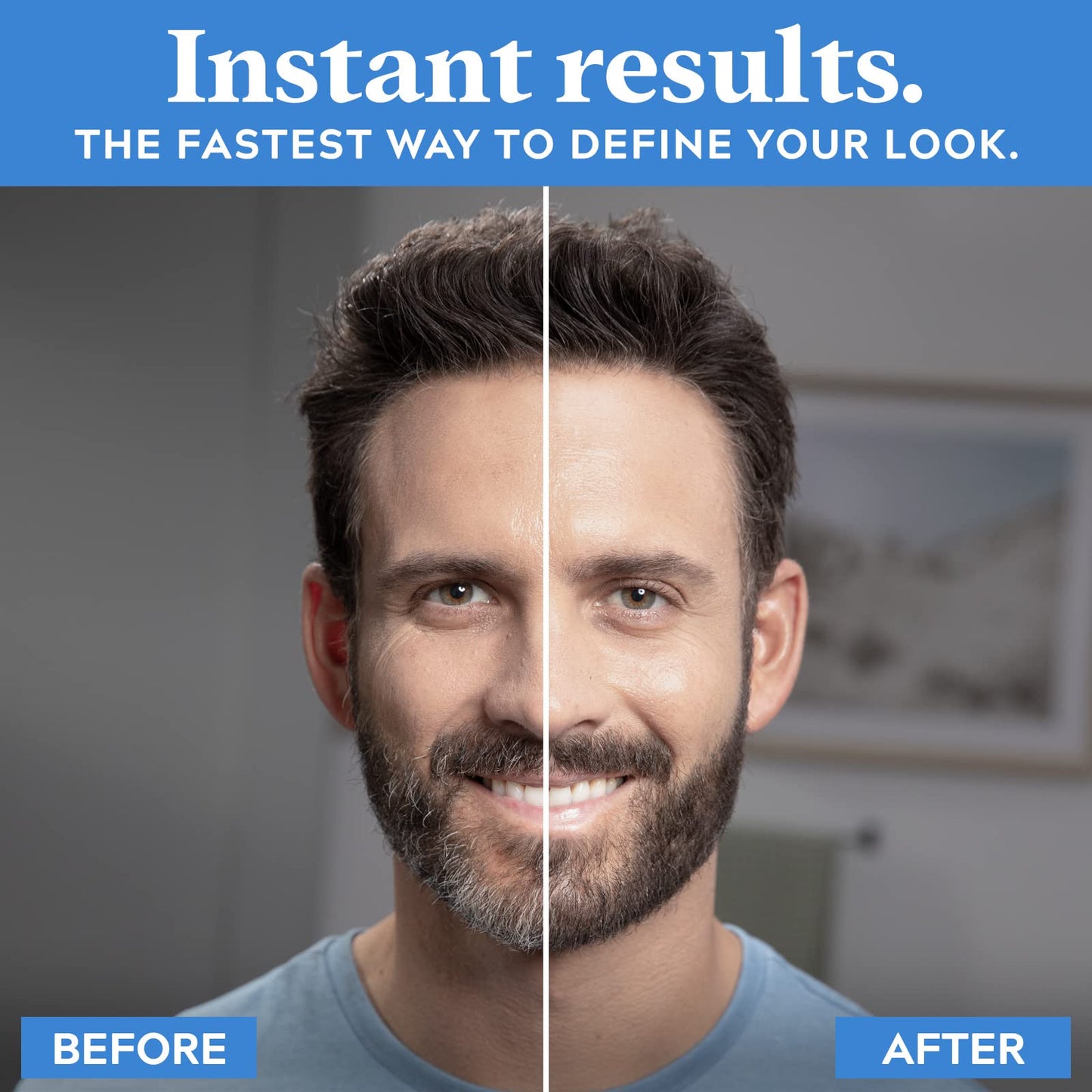 Just For Men 1-Day Beard and Brow Colour Brush, For Instant 1-Step Grey Coverage, Brush-In, Wash-Out, For A Thicker Well-Defined Look, Dark Brown