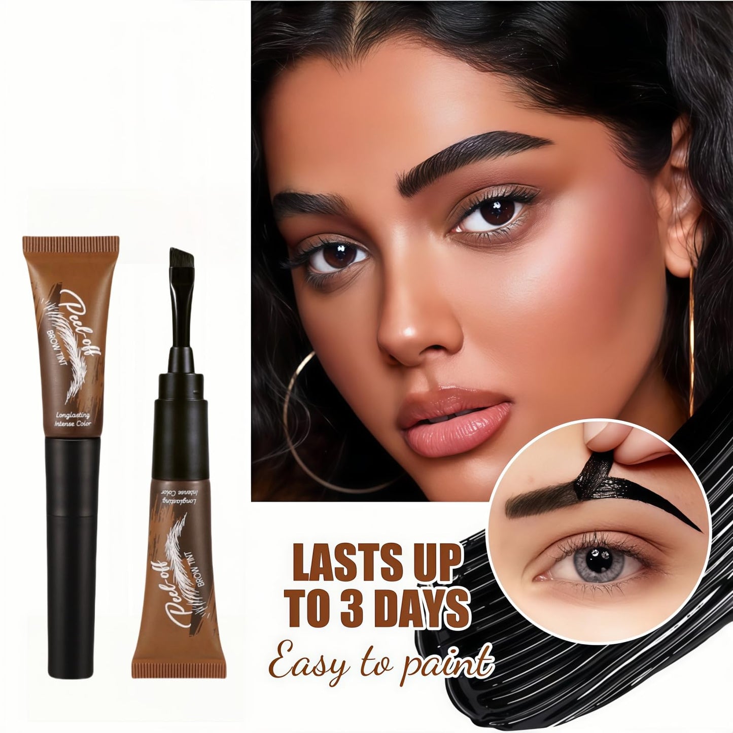 ShunJian Tat/too Eye Brow Peel Off,Peel Off Eyebrow Gel Tint,Semi-Permanent Colour Eyebrow Dye,Eye Brow Glue,Brow Gel,Waterproof & Long-Lasting,Dual-Head Design,Suitable for Everyone(02# Espresso)