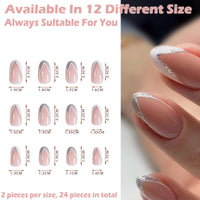 Angivlga Press On Nails Long Coffin Bellarine Tapered full coverage glossy false Nails, Fake Arcylic press on nails hand manicure for women (French)