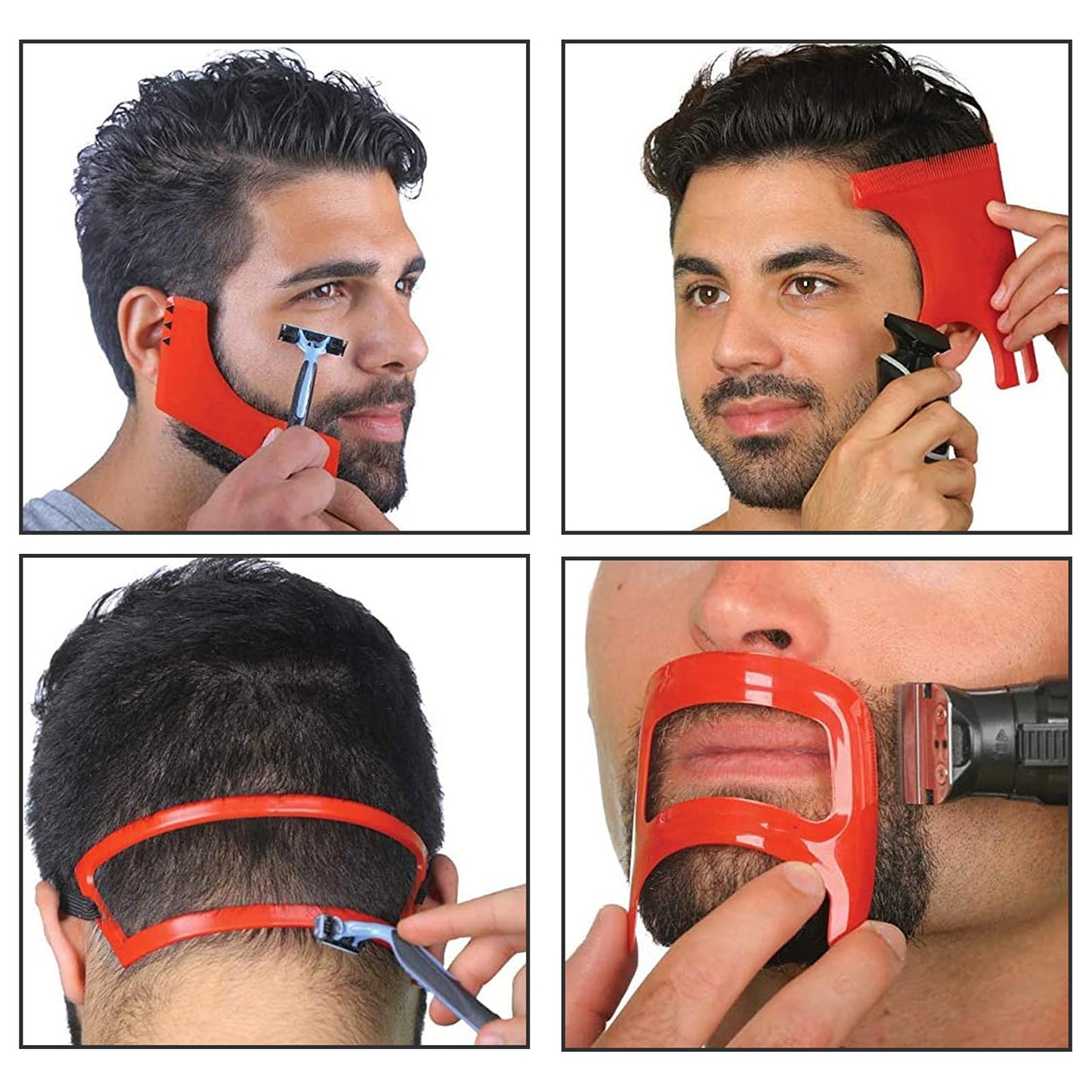 Fybida Beard Hairline Template Kit, Professional 4-Piece Set for Beard and Hairline Shaping, Beard Trimming Tool Facial Hair Outline Shaper Beard Hair Grooming Stencil Styling Guide for Men Styling & Haircut