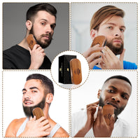 Sofmild Boar Bristle Beard Brush for Men, Beards and Mustaches Grooming Set Including 100% Pure Boar Bristle Beard Brush, Beard Comb, 2 Pcs Mustache Scissors, and Travel Bag