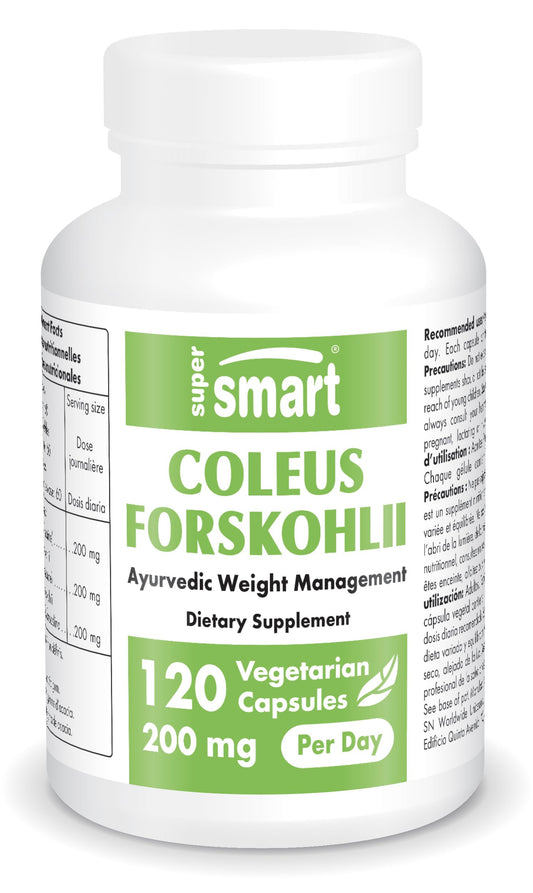 SUPERSMART Supersmart - Coleus Forskohlii 200 mg Per Serving - Natural Supplement Help Control Appetite & Reduce Intraocular Pressure | Non-GMO & Gluten Free - 120 Vegetarian Capsules