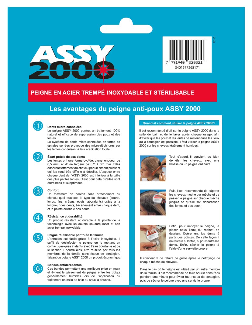 ASSY 2000 Peigne à Poux Métal (assorted colors )