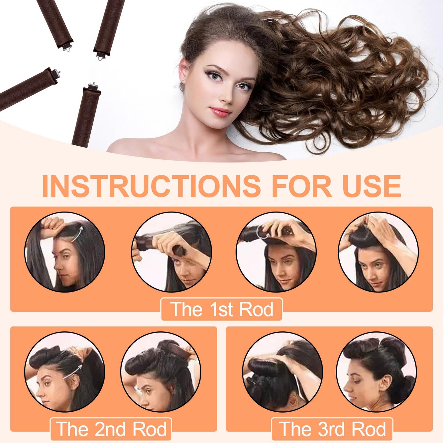 LFCFBH 4PCS Heatless Curling Rod, Soft Overnight Blowout Rods for Long Hair, Short Hair, Straight or Curly Hair